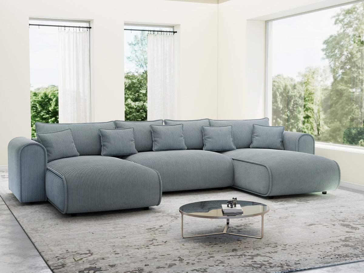 Colțar extensibil dumonde în formă de U cu ladă de depozitare Monaco U Zoom Gri 390x190 cm — imagine 9