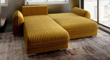 Colțar extensibil dumonde cu ladă de depozitare si sezut confortabil din spuma HR, Denver Ambience Mustar 275x185 cm Fabrica
