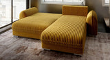 Colțar extensibil dumonde cu ladă de depozitare si sezut confortabil din spuma HR, Denver Ambience Mustar 275x185 cm II Fabrica