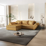 Colțar extensibil dumonde cu ladă de depozitare si sezut confortabil din spuma HR, Loana Mustar Zoom 270x185 cm Fabrica
