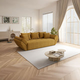 Canapea extensibilă dumonde cu ladă de depozitare si sezut confortabil din spuma HR, Berlin Ambience Mustar 250x100 cm