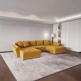 Colțar extensibil dumonde cu ladă de depozitare si sezut confortabil din spuma HR, Loana Royal Mustar U 355x185 cm Fabrica