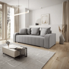 Canapea extensibilă cu ladă de depozitare si sezut confortabil din spuma HR, Sofia Enjoy Silver240x100 cm Fabrica