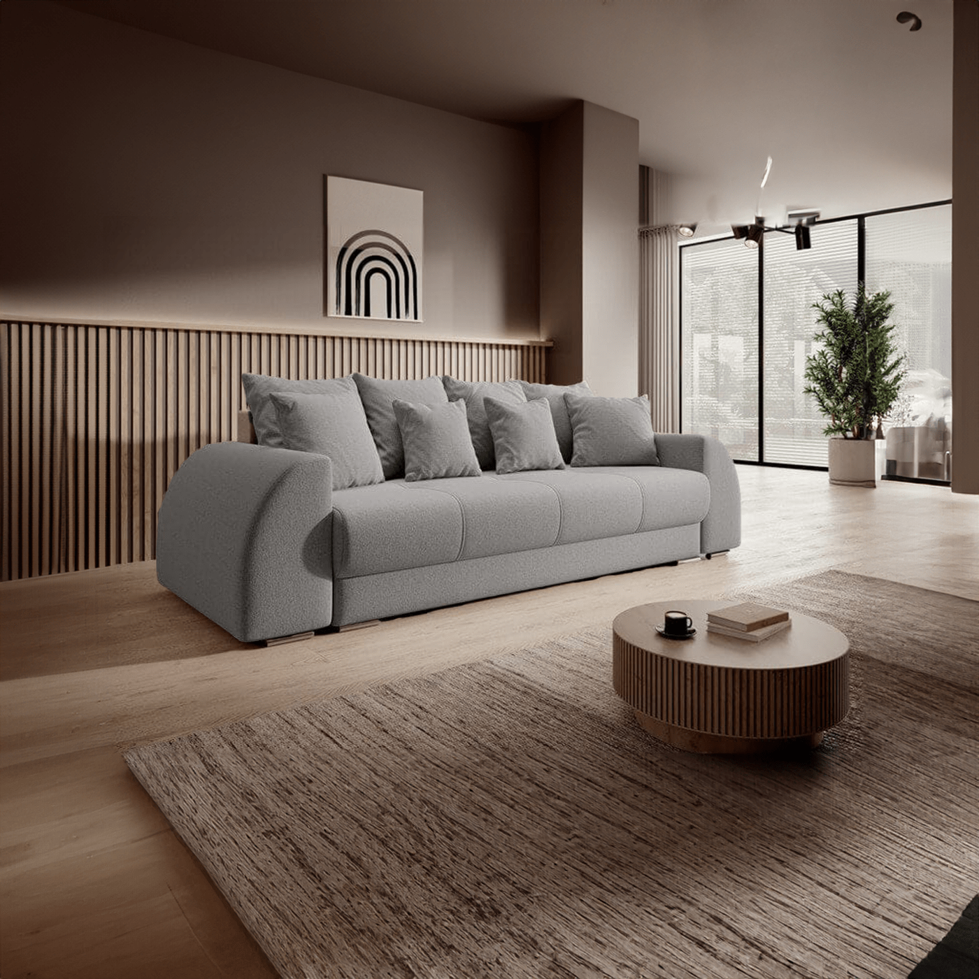 Canapea extensibilă dumonde cu ladă de depozitare si sezut confortabil din spuma HR, Verona New Grey 260x100 cm Fabrica
