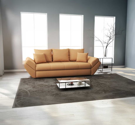 Canapea extensibilă dumonde cu ladă de depozitare si sezut confortabil din spuma HR, Loana Mango 250x100 cm Fabrica