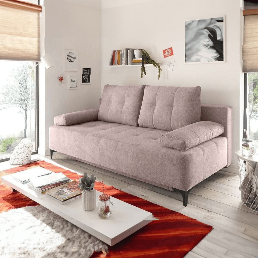 Canapea extensibilă dumonde cu ladă de depozitare si sezut confortabil din spuma HR, Candy Pink, 200x100 cm Fabrica