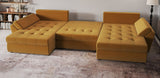 Colțar extensibil dumonde cu ladă de depozitare si sezut confortabil din spuma HR, Loana Royal Mustar U 355x185 cm Fabrica