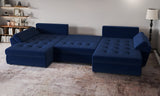 Colțar extensibil dumonde cu ladă de depozitare si sezut confortabil din spuma HR, Loana Royal Albastru U 355x185 cm Fabrica