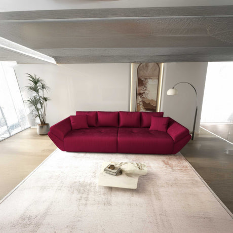 Canapea extensibilă dumonde cu ladă de depozitare si sezut confortabil din spuma HR, Berlin Zoom Red 300x100 cm Fabrica