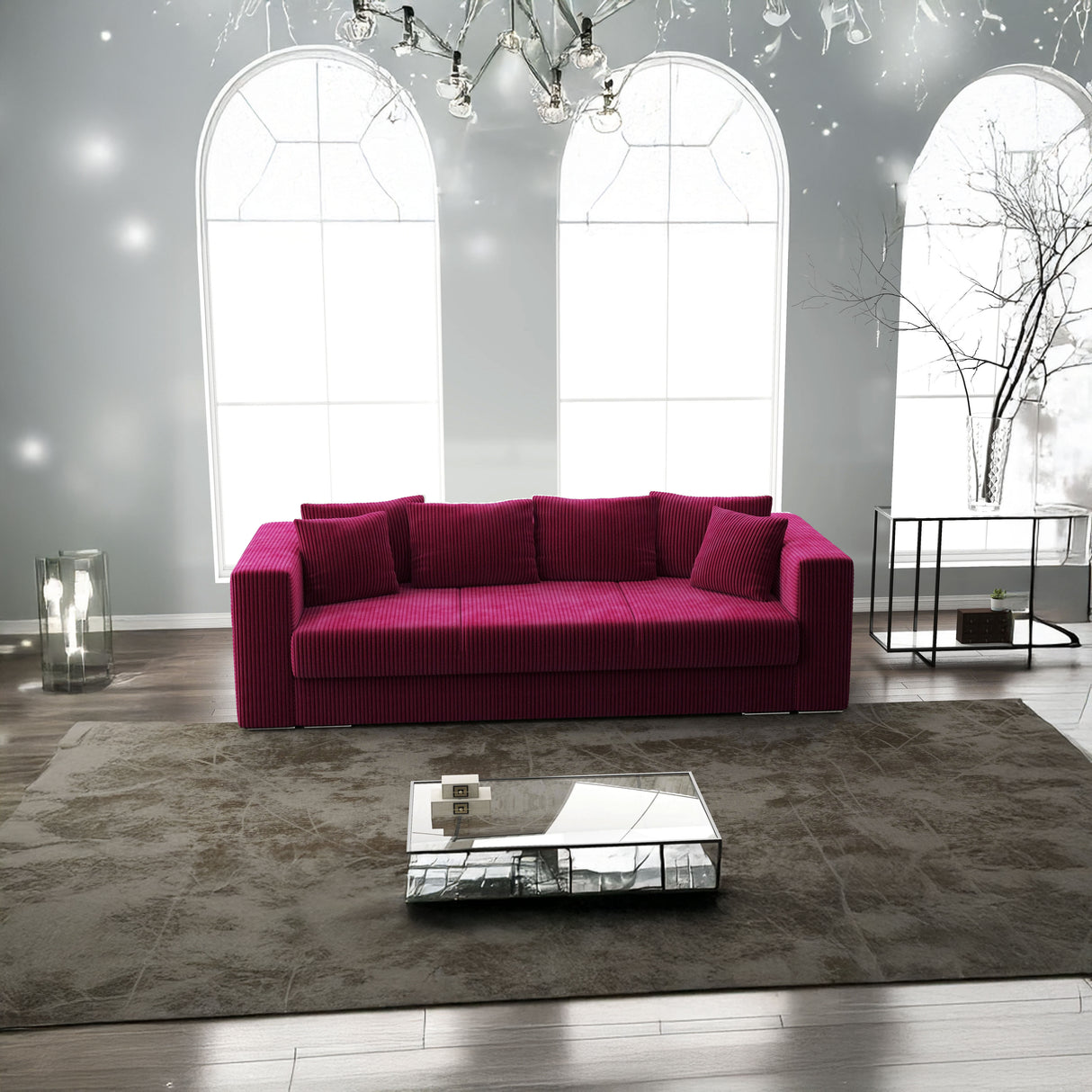 Canapea extensibilă dumonde cu ladă de depozitare si sezut confortabil din spuma HR, Gloria Zoom Red 240x100 cm