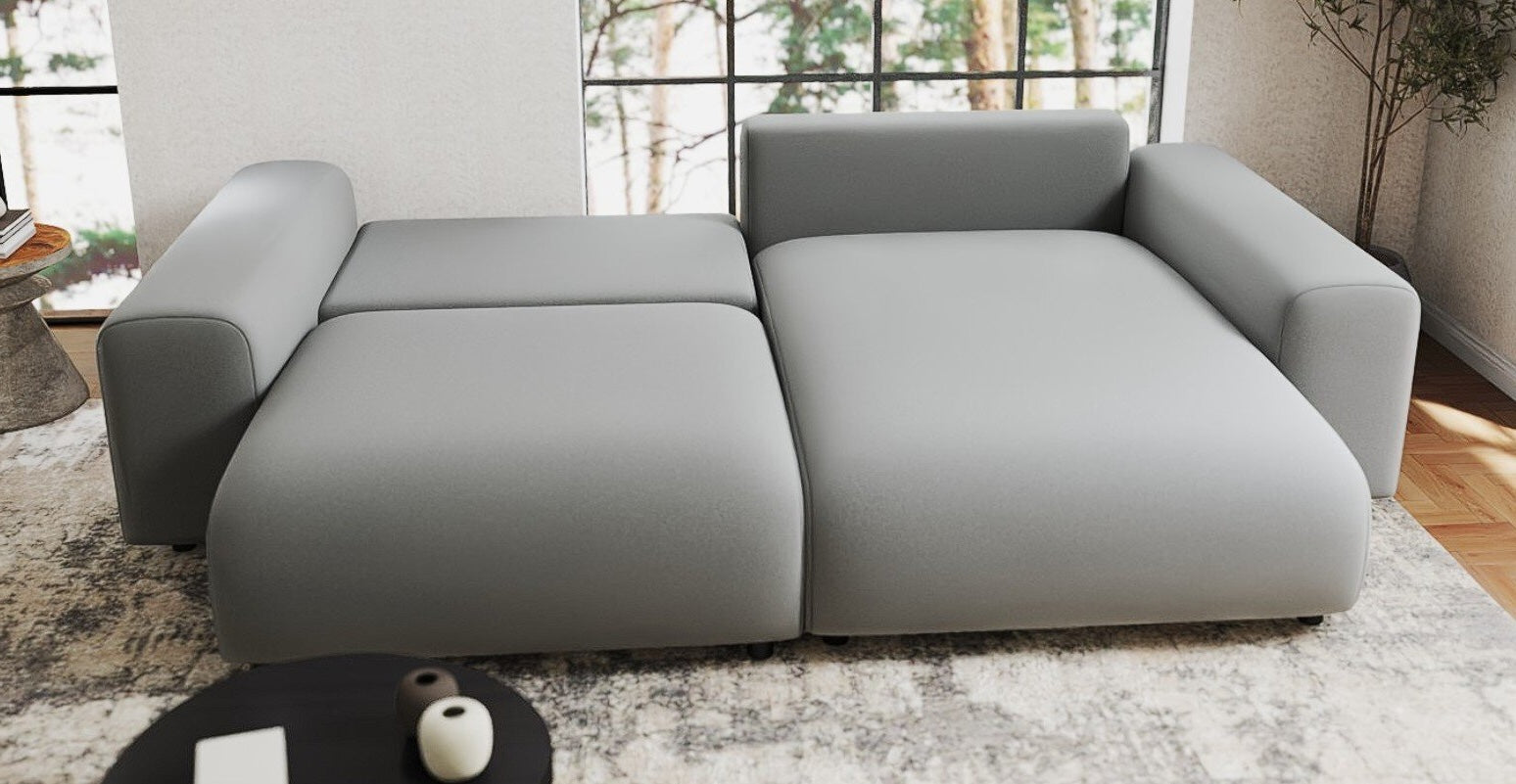 Colțar extensibil dumonde cu ladă de depozitare si sezut confortabil din spuma HR, Sarina Royal Gri 255x168 cm II