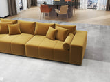 Canapea extensibilă dumonde cu ladă de depozitare si sezut confortabil din spuma HR, Marbela Royal Mustar XXL 295x100 cm fabrica
