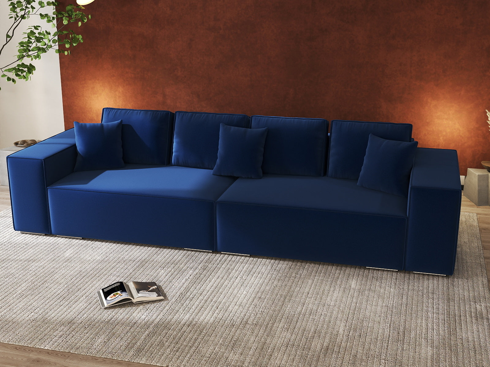 Canapea extensibilă dumonde cu ladă de depozitare si sezut confortabil din spuma HR, Dream Royal Albastru 310x100 cm Fabrica