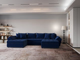 Colțar extensibil dumonde cu ladă de depozitare si sezut confortabil din spuma HR, Loana Royal Albastru U 355x185 cm Fabrica