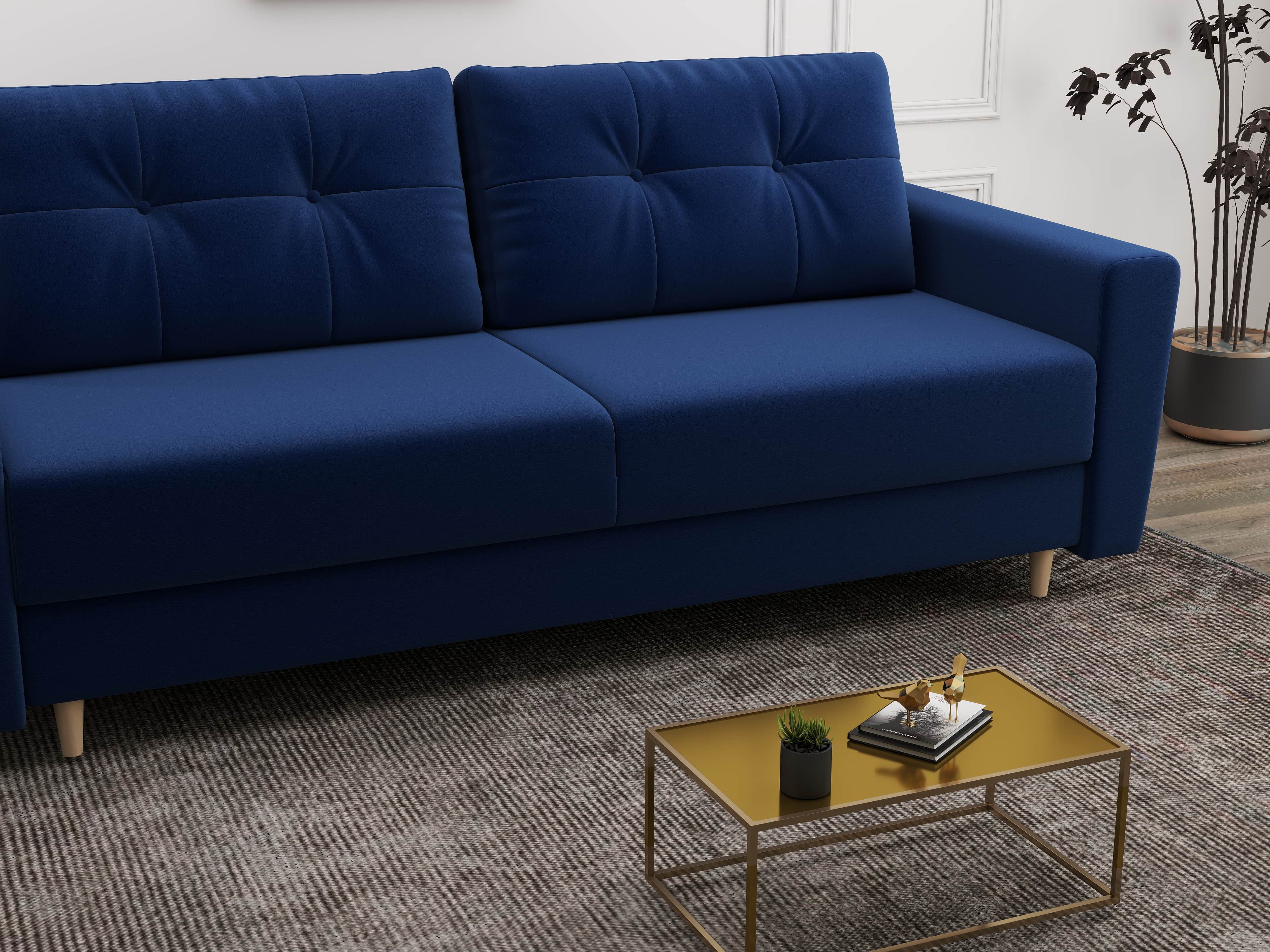 Canapea extensibilă dumonde cu ladă de depozitare si sezut confortabil din spuma HR, Summer Royal Albastru 225x100 cm