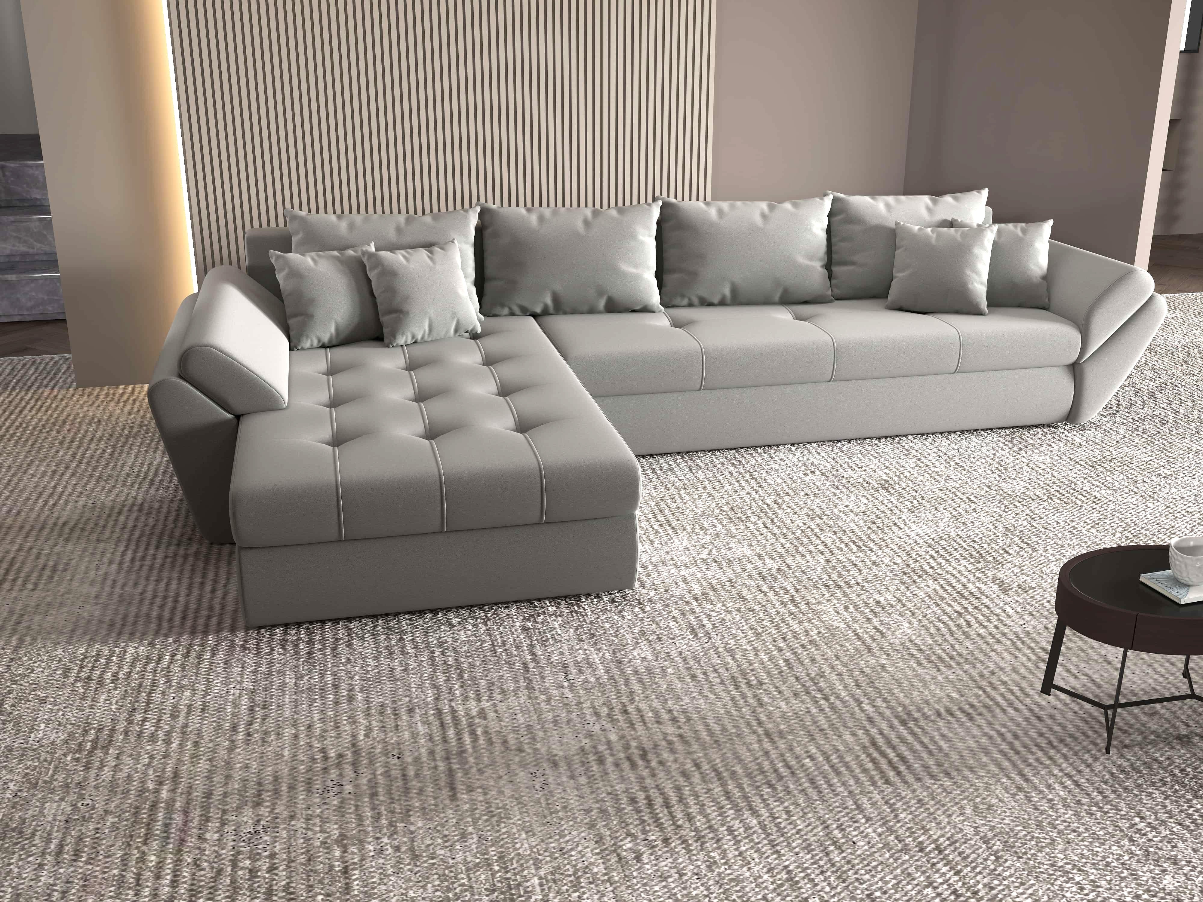 Colțar extensibil dumonde cu ladă de depozitare si sezut confortabil din spuma HR, Loana XL Royal Antracit 335x185 cm