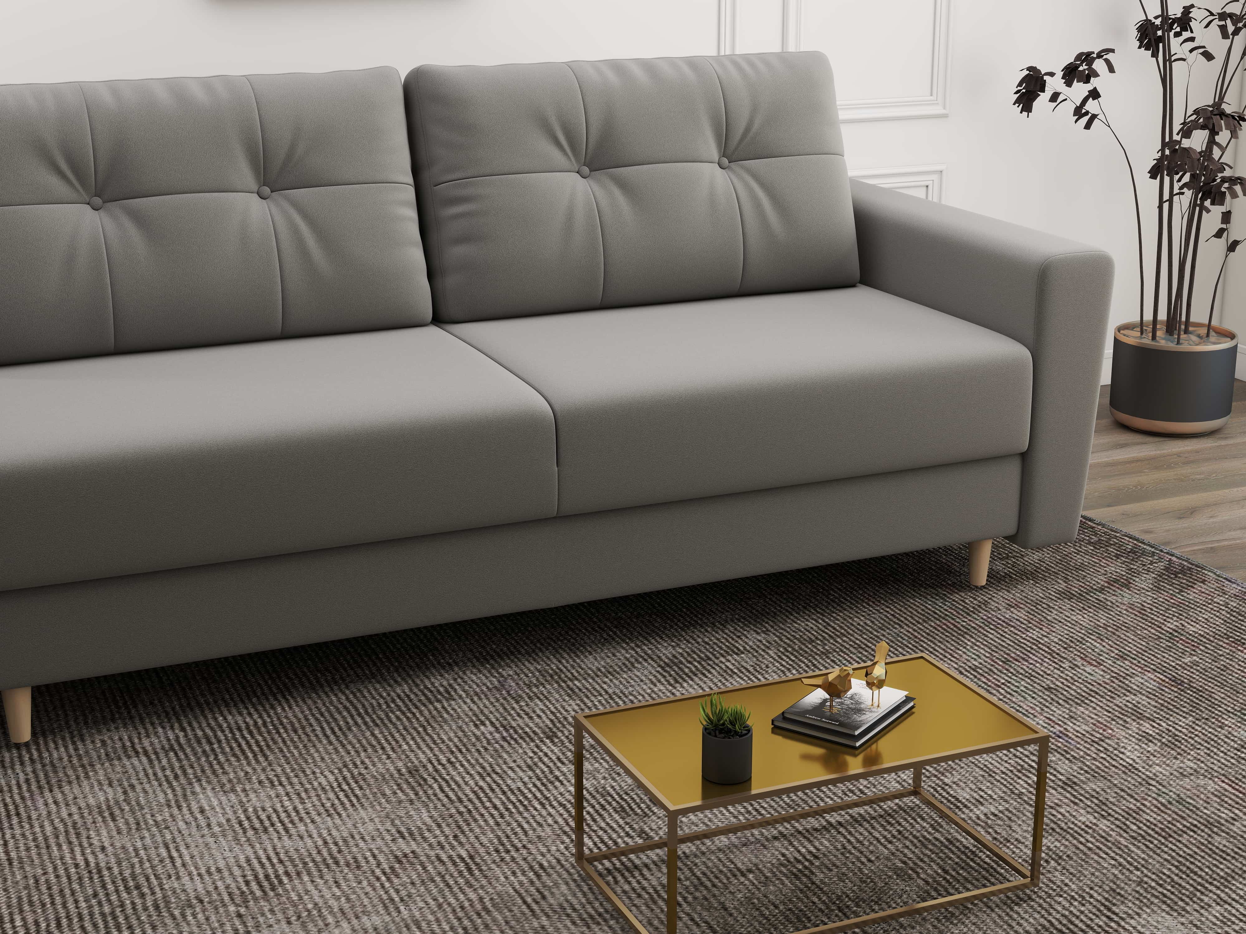 Canapea extensibilă dumonde cu ladă de depozitare si sezut confortabil din spuma HR, Summer Royal Gri 225x100 cm