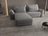 Colțar extensibil dumonde cu ladă de depozitare si sezut confortabil din spuma HR, Denver Royal Gri 275x185 cm Fabrica