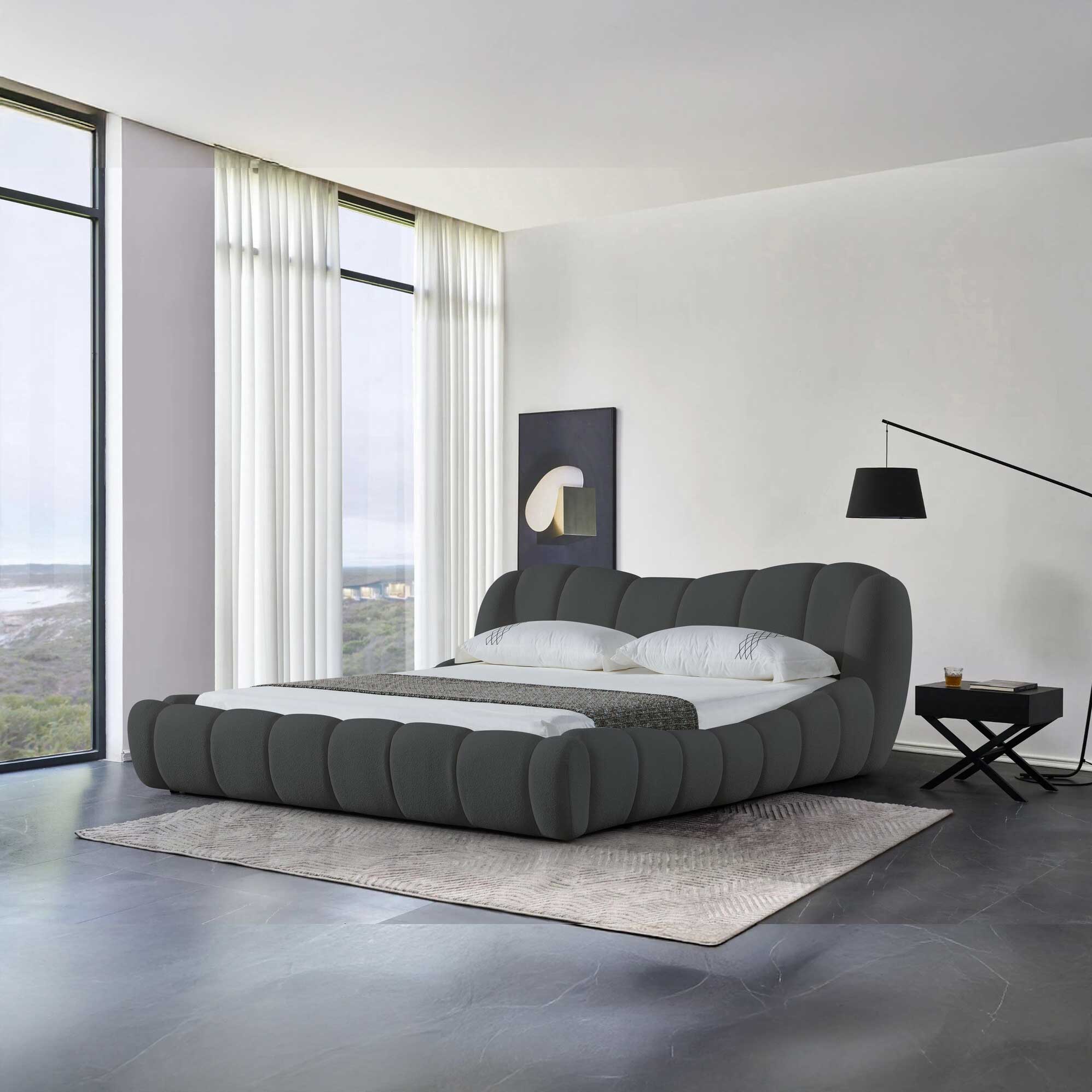 Pat dormitor dumonde, tapitat gri Royal 180x200 cm