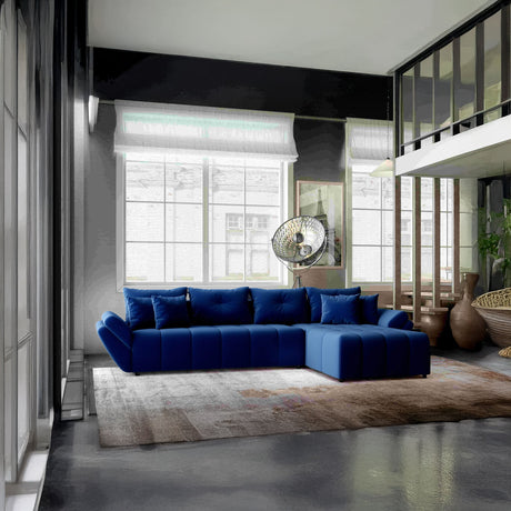 Colțar extensibil dumonde cu ladă de depozitare si sezut confortabil din spuma HR, Berlin XL Royal Albastru 350x185 cm II Fabrica