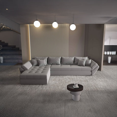 Colțar extensibil dumonde cu ladă de depozitare si sezut confortabil din spuma HR, Loana XL Royal Velvet Gri 335x185 cm Fabrica