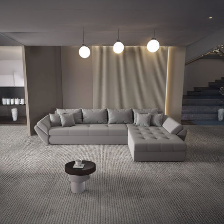 Colțar extensibil dumonde cu ladă de depozitare si sezut confortabil din spuma HR, Loana XL Royal Velvet Gri II 335x185 cm Fabrica