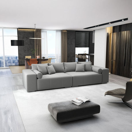 Canapea extensibilă dumonde cu ladă de depozitare si sezut confortabil din spuma HR, Marbela Royal Gri XXL 295x100 cm fabrica