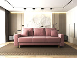 Canapea extensibilă dumonde cu ladă de depozitare si sezut confortabil din spuma HR, Kronos Royal Roz 210x100 cm fabrica
