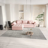 Colțar extensibil dumonde cu ladă de depozitare si sezut confortabil din spuma HR, Loana Royal Pink 270x185 cm Fabrica