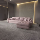 Colțar extensibil dumonde cu ladă de depozitare si sezut confortabil din spuma HR, Loana XL Enjoy Roz II 335x185 cm Fabrica