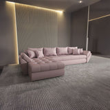 Colțar extensibil dumonde cu ladă de depozitare si sezut confortabil din spuma HR, Loana XL Enjoy Roz 335x185 cm Fabrica