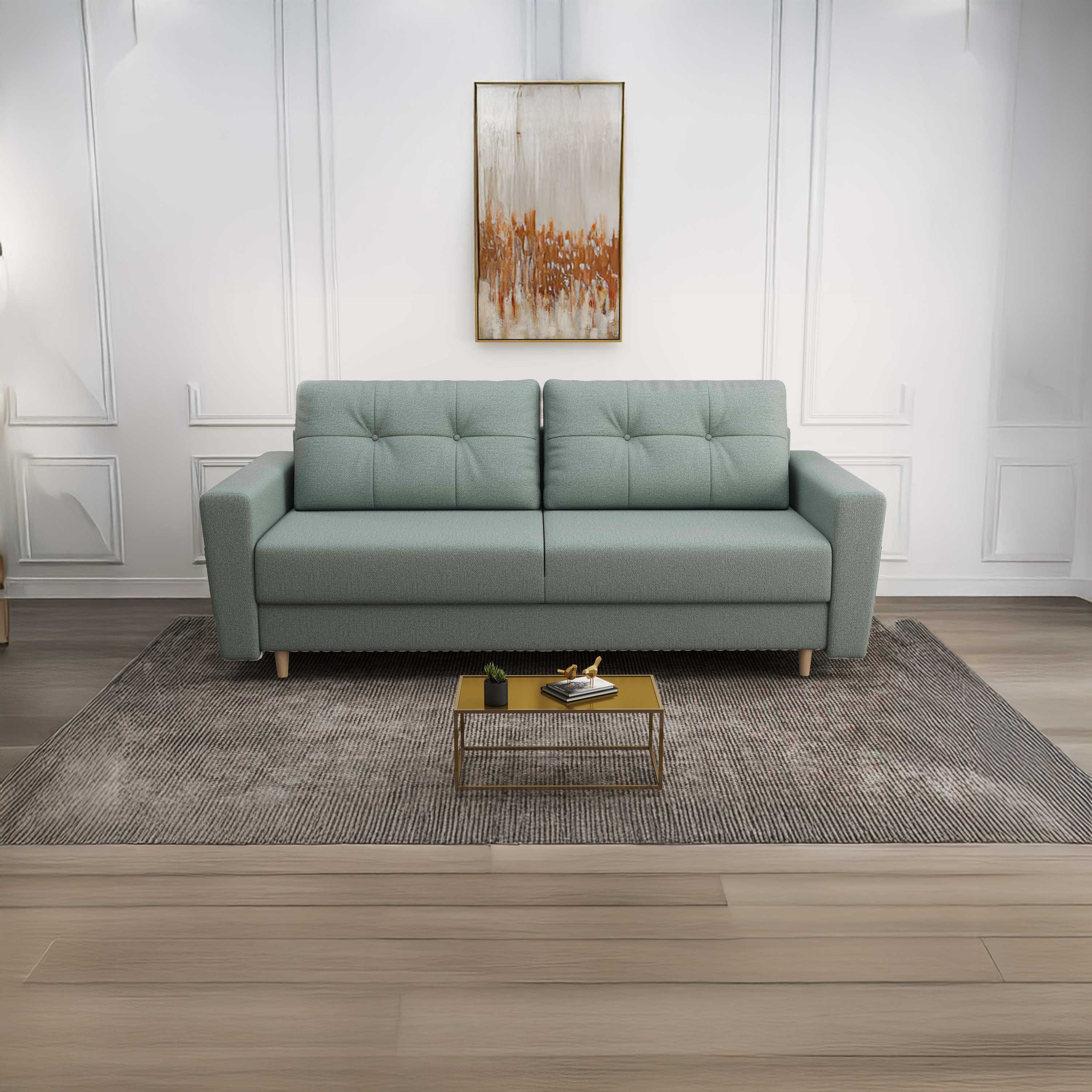 Canapea extensibilă dumonde cu ladă de depozitare si sezut confortabil din spuma HR, Summer Enjoy Verde Mint 225x100 cm