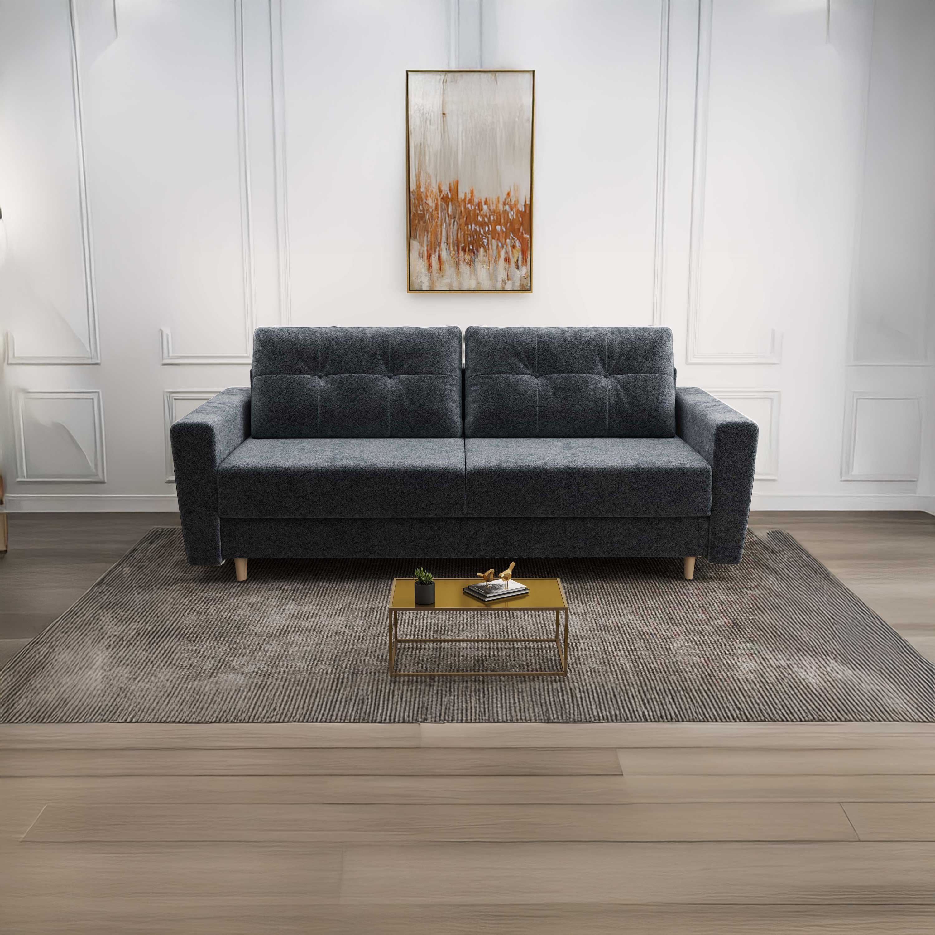 Canapea extensibilă dumonde cu ladă de depozitare si sezut confortabil din spuma HR, Summer Euphoria Gri Grafit 225x100 cm