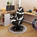 Scaun gaming Dumonde HELLION, mecanism multifuncțional, ecopiele, suport picioare, alb/negru