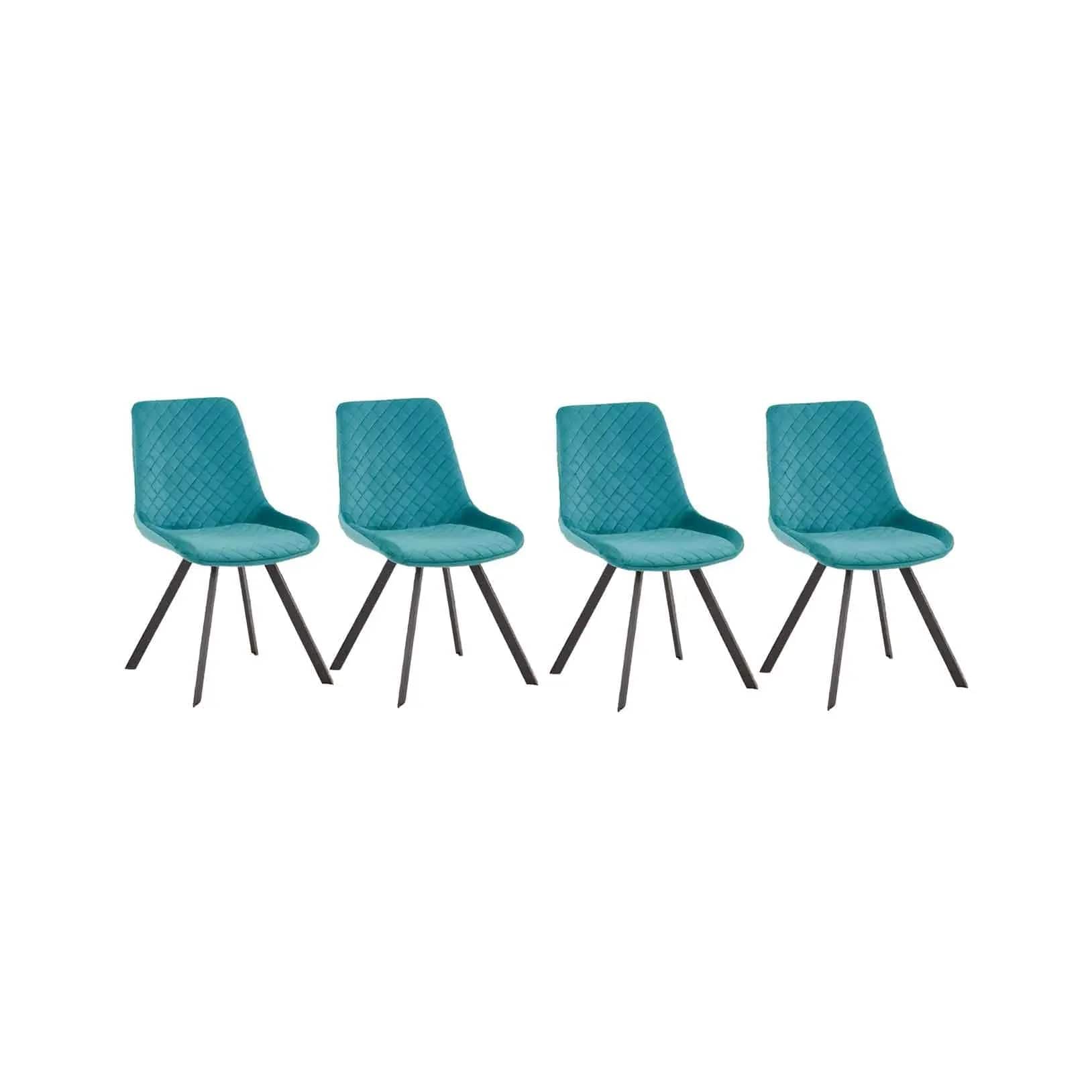 Set 4 scaune tapitate cu stofa si picioare metalice verde / negru, Jade 53x61xh86 cm, dumonde
