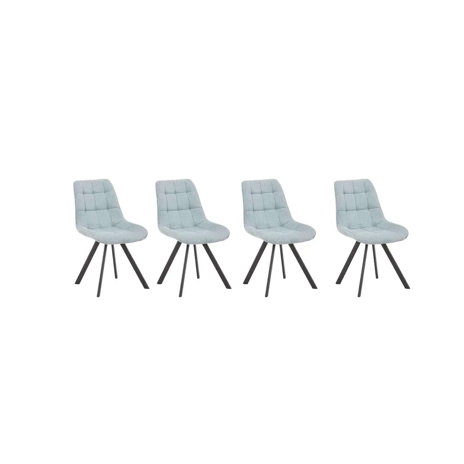 Set 4 scaune tapitate cu stofa si picioare metalice albastru / negru, Oslo 43x51xh87 cm, dumonde