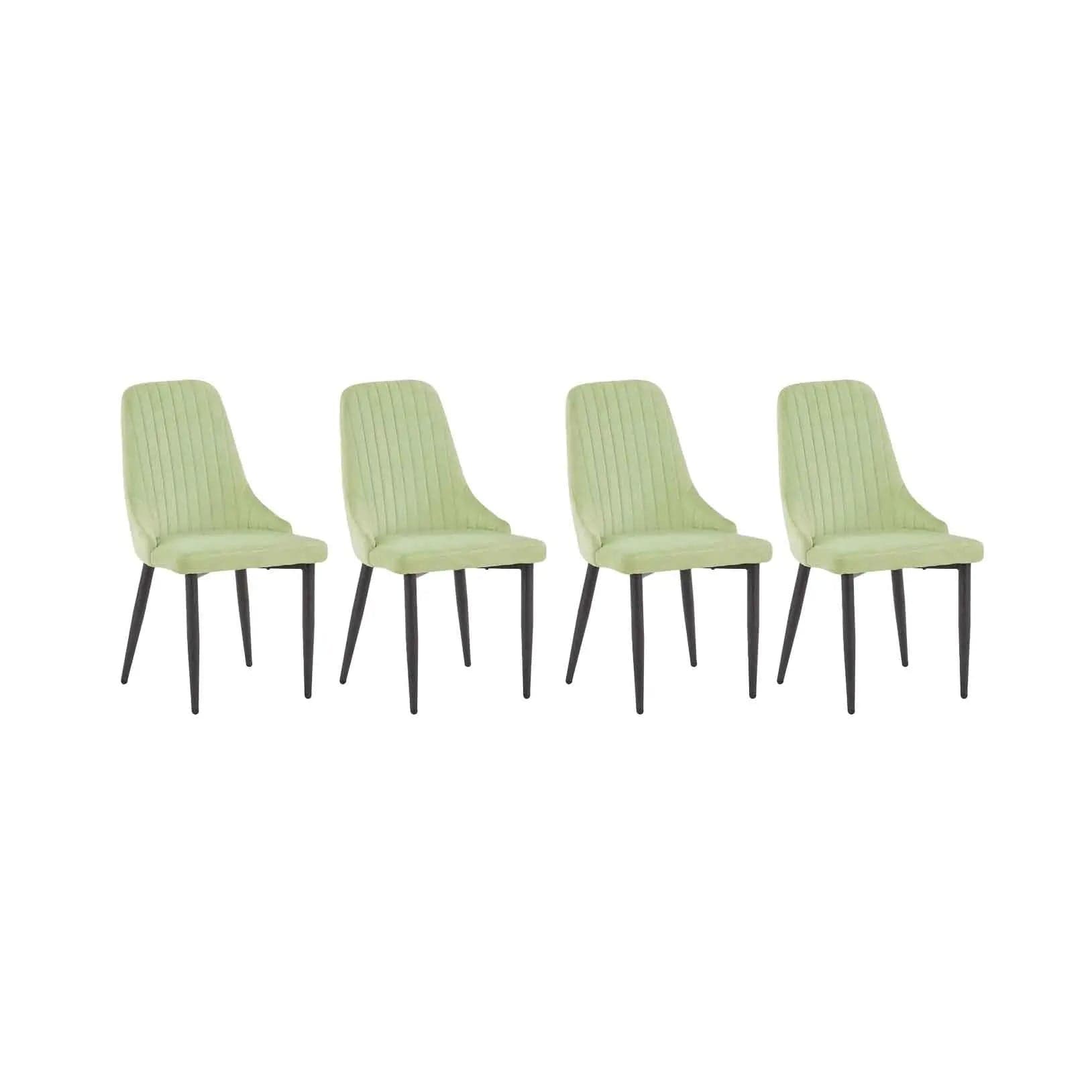 Set 4 scaune tapitate cu stofa si picioare metalice verde / negru, Amber 2 47x59xh88 cm, dumonde