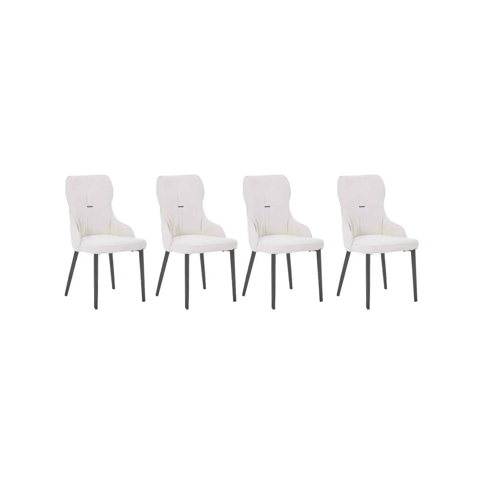 Set 4 scaune tapitate cu stofa si picioare metalice bej / negru, Bristol 47x55xh91 cm, dumonde