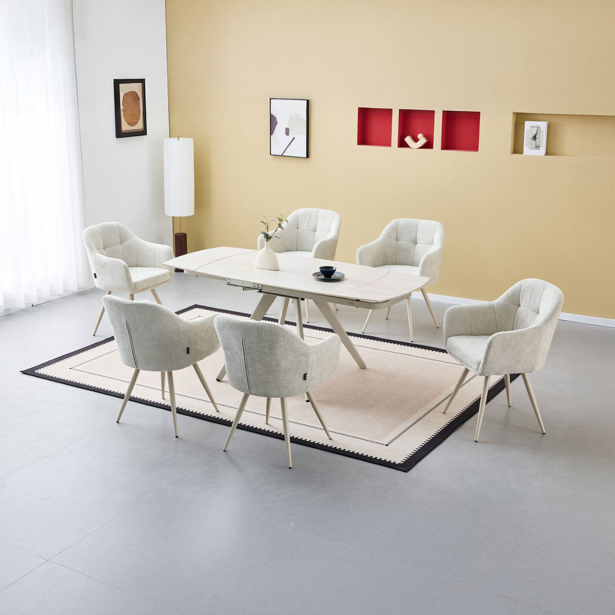 Set masa extensibila dumonde  Umbra 120-180x80 cm + 6 scaune Guido 62x84 cm