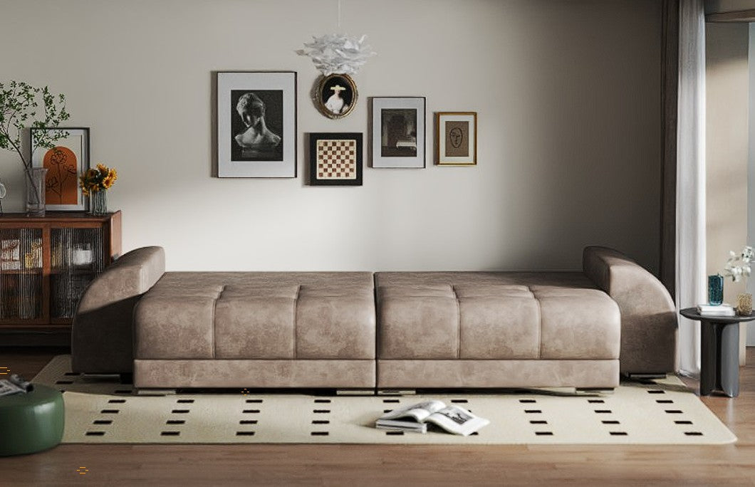 Canapea extensibilă dumonde cu 2 lăzi de depozitare si sezut confortabil din spuma HR, Big Sofa Verona Tobago Brown 310x100 cm Fabrica