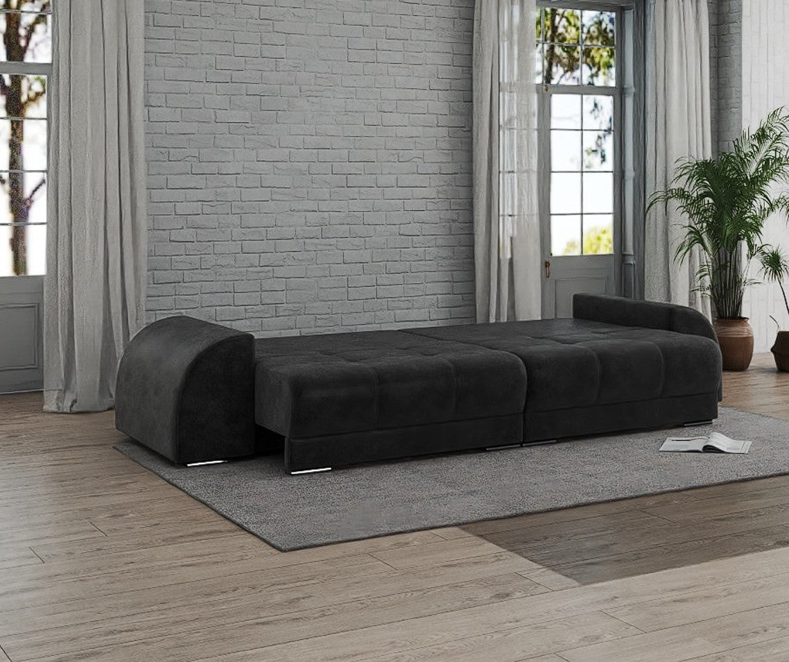 Canapea extensibilă dumonde cu 2 lăzi de depozitare si sezut confortabil din spuma HR, Big Sofa Verona Tobago Anthracit 310x100 cm Fabrica