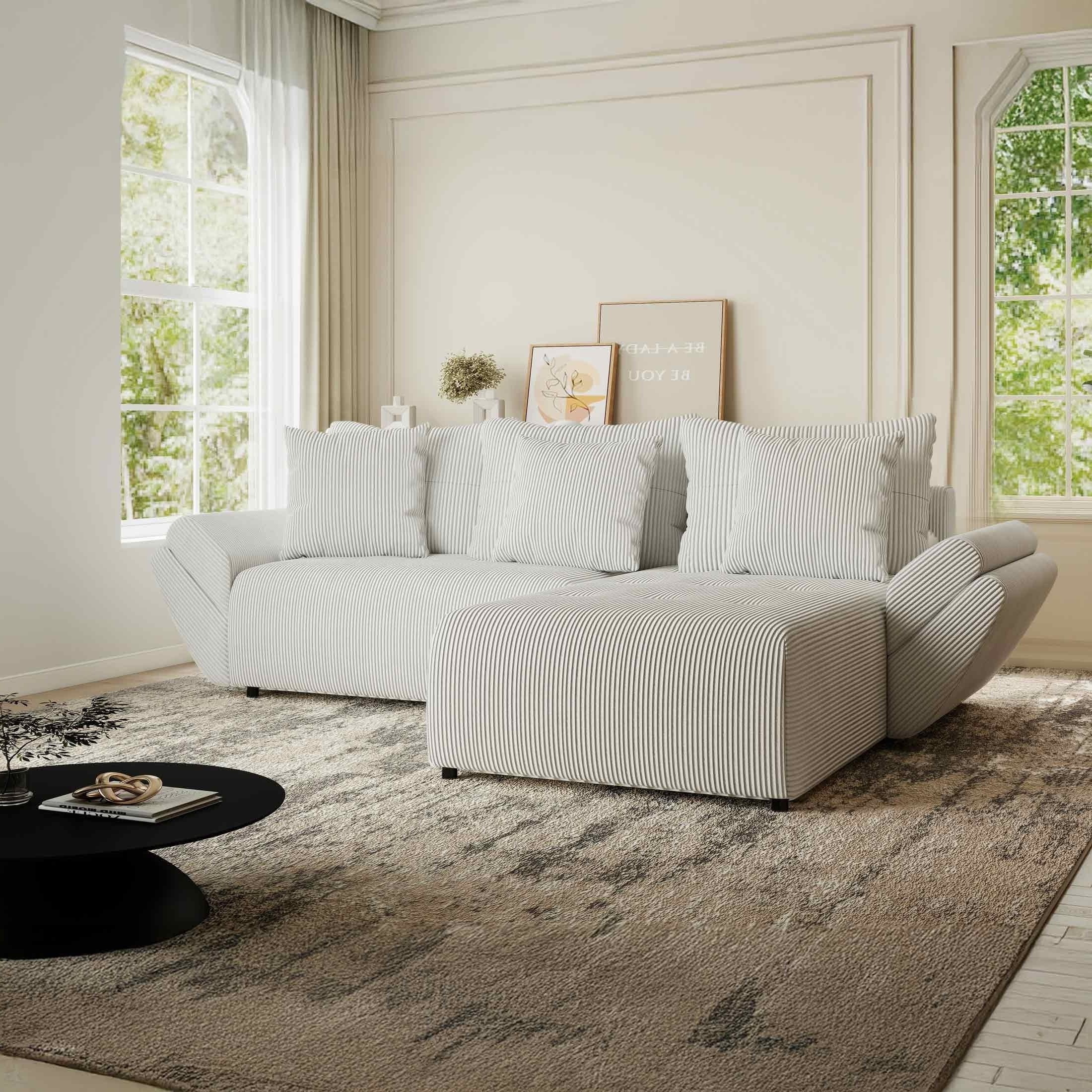 Colțar extensibil dumonde cu ladă de depozitare si sezut confortabil din spuma HR, Berlin Zoom Gri 280x185 cm II