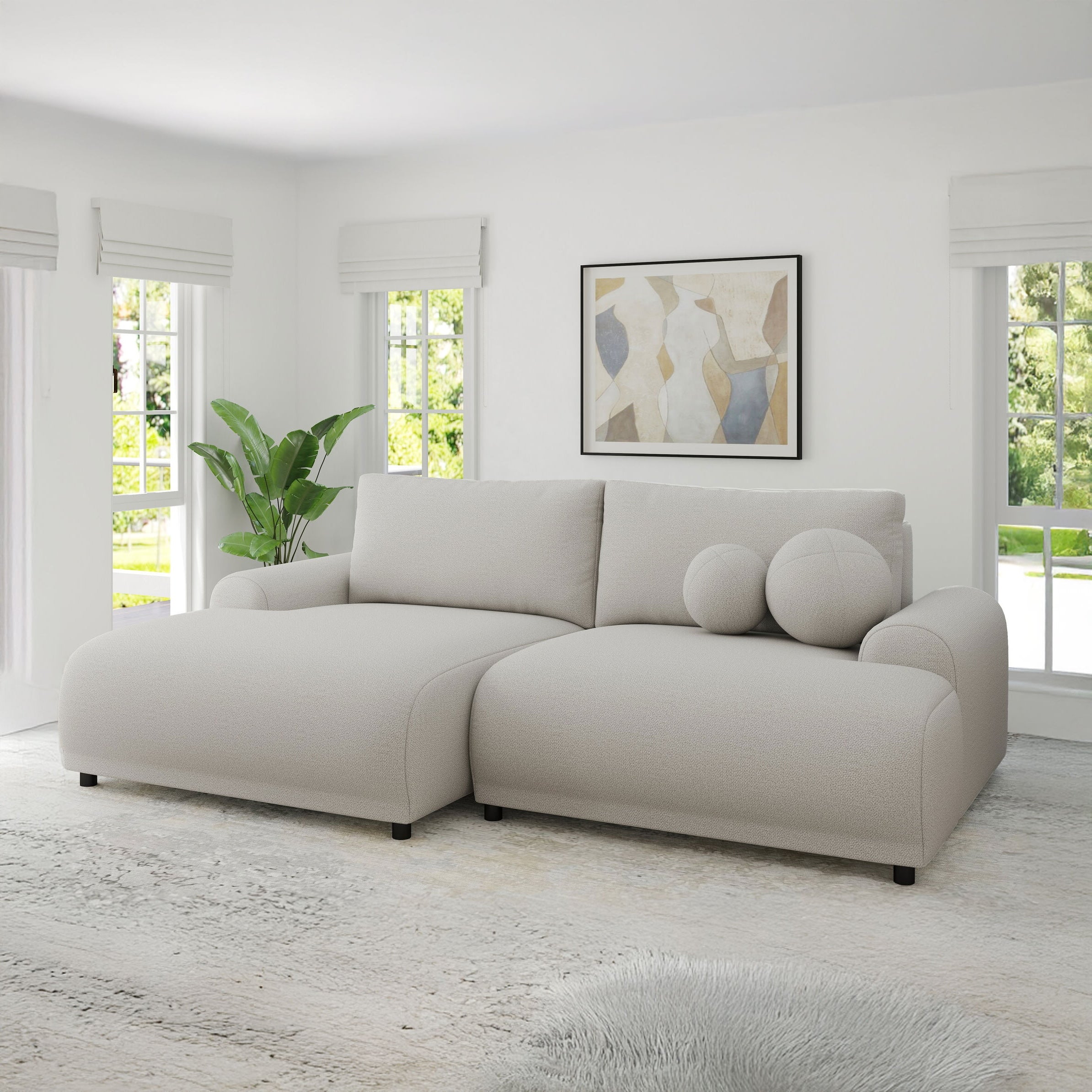 Colțar extensibil dumonde cu ladă de depozitare și șezut confortabil din spumă HR, Carlo Enjoy Bej 240x145 cm