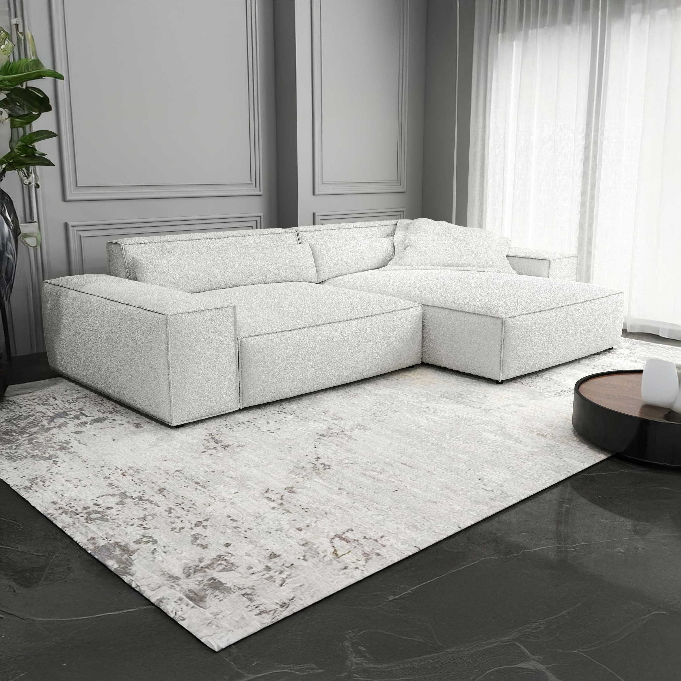 Colțar dumonde cu șezut confortabil din spumă HR, Marvelo Euphoria Alb 264x175 cm II