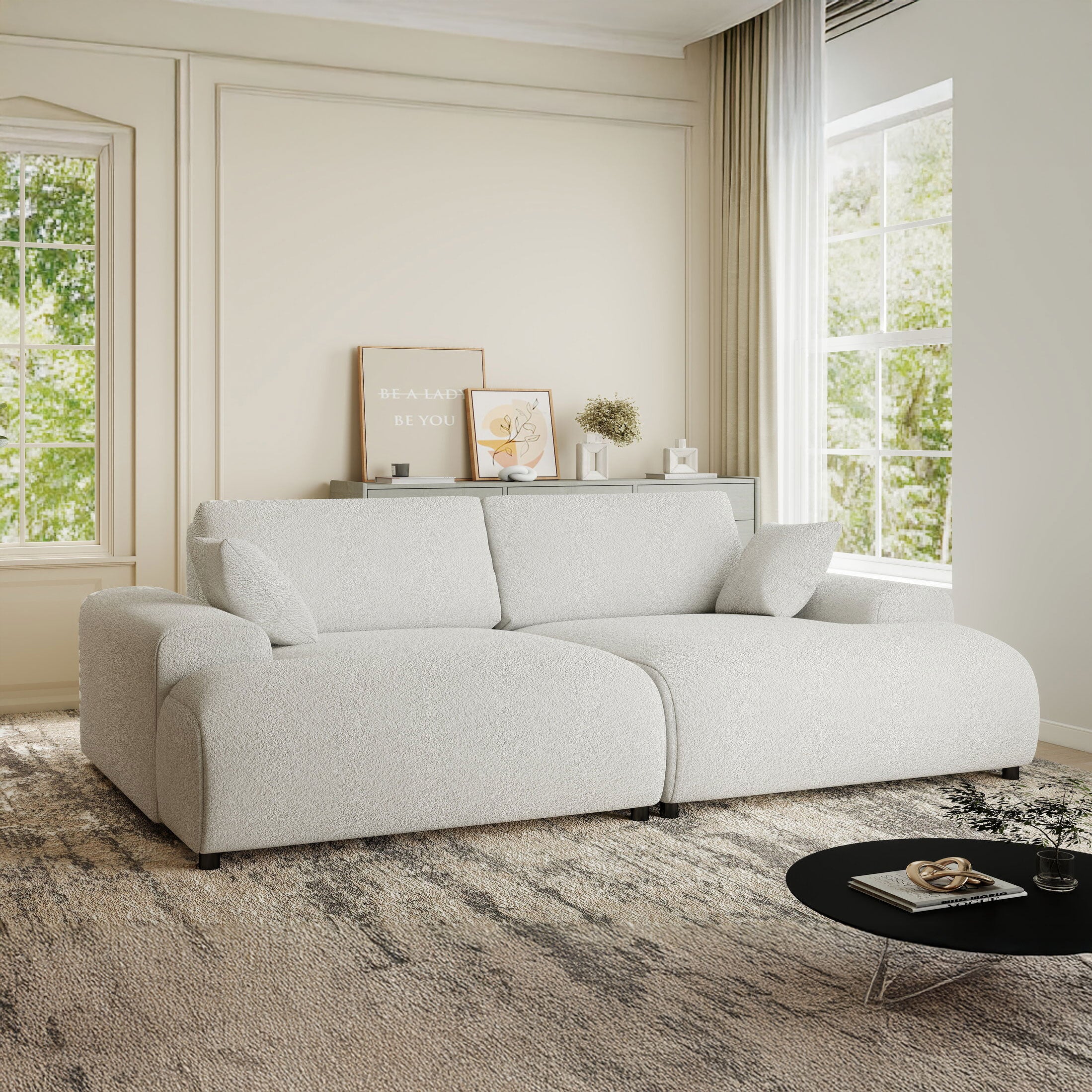 Canapea dumonde cu sezut confortabil din spuma HR, Hudson Euphoria Alb 237x144 cm