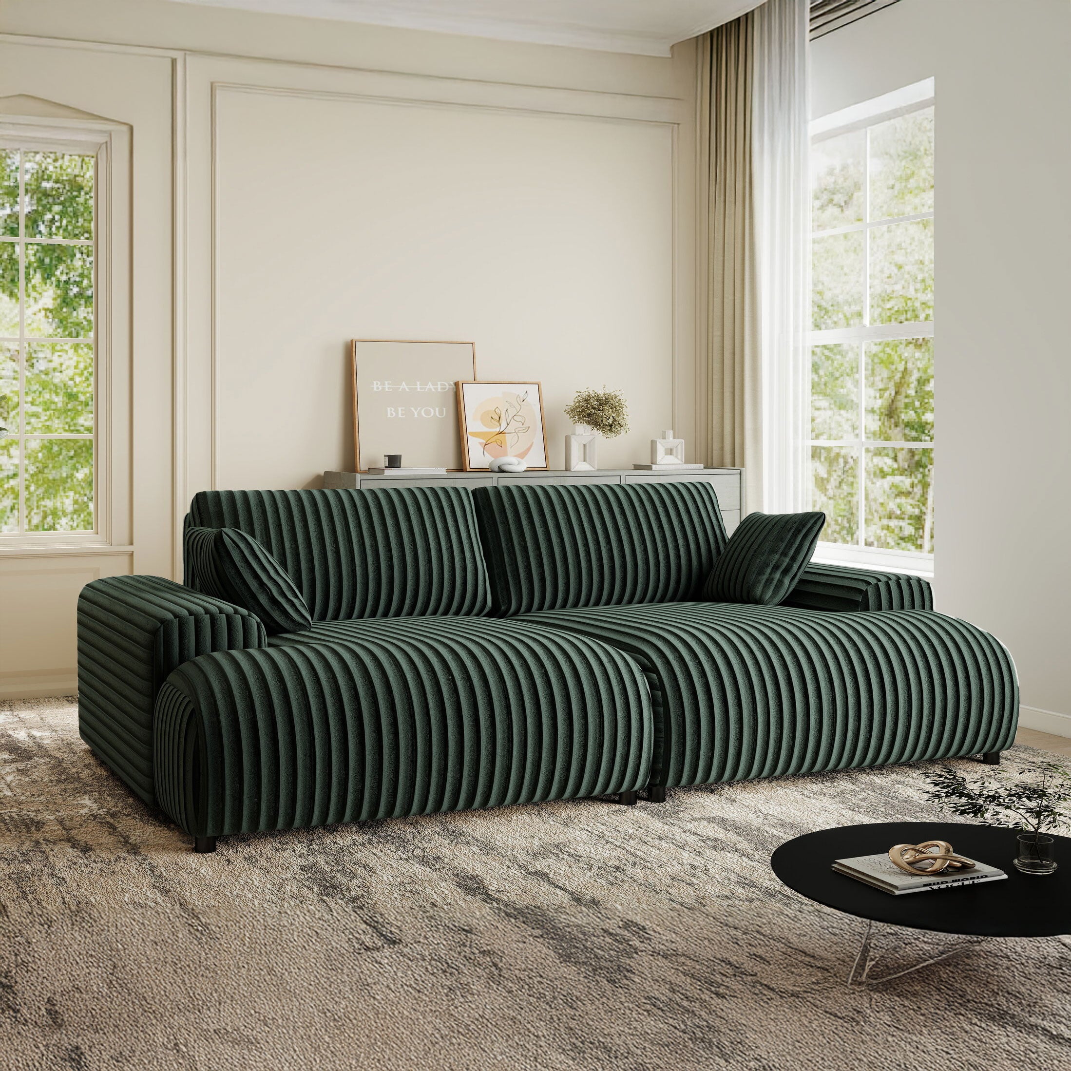 Canapea dumonde cu sezut confortabil din spuma HR, Hudson Ambience Verde 237x144 cm