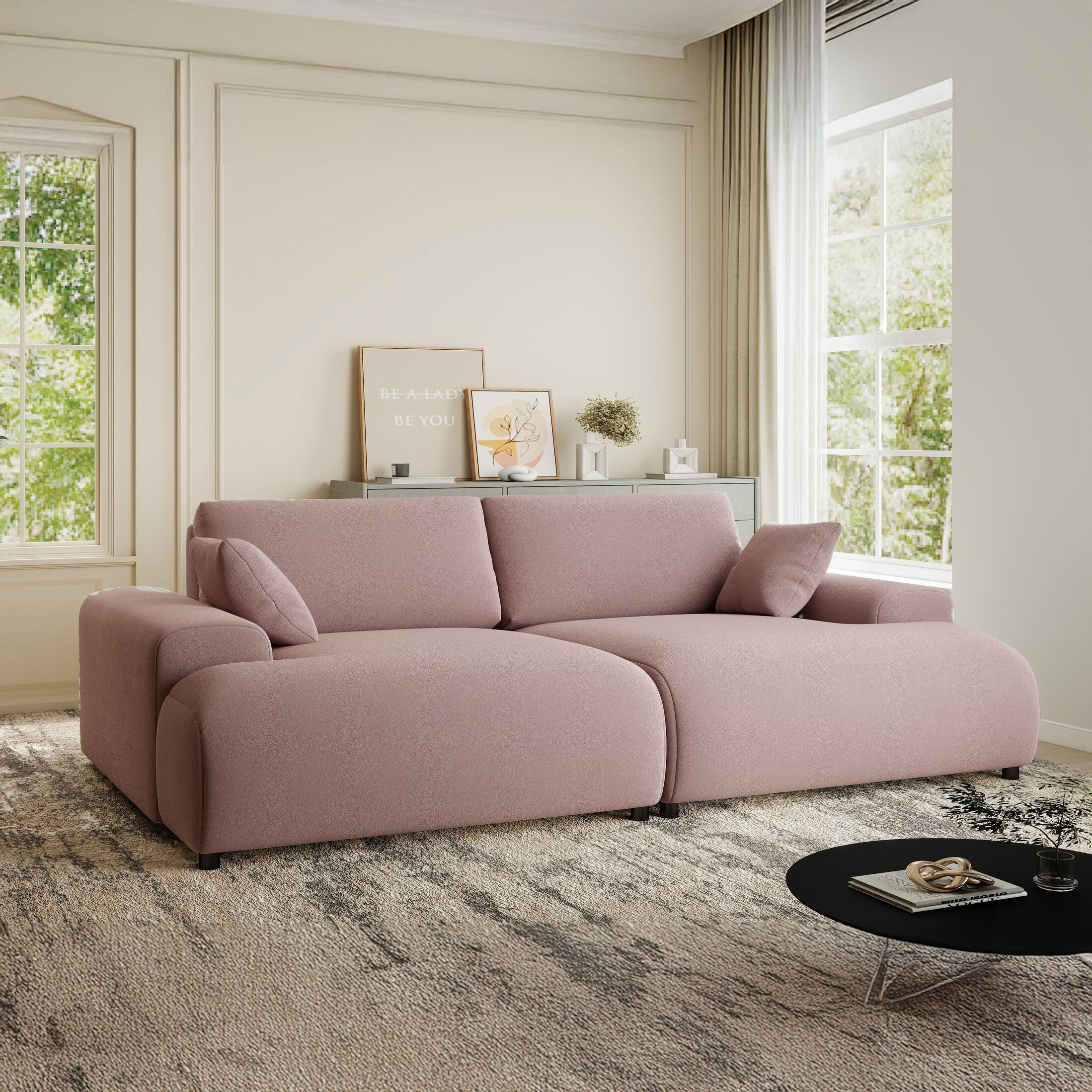 Canapea dumonde cu sezut confortabil din spuma HR, Hudson Royal Roz 237x144 cm