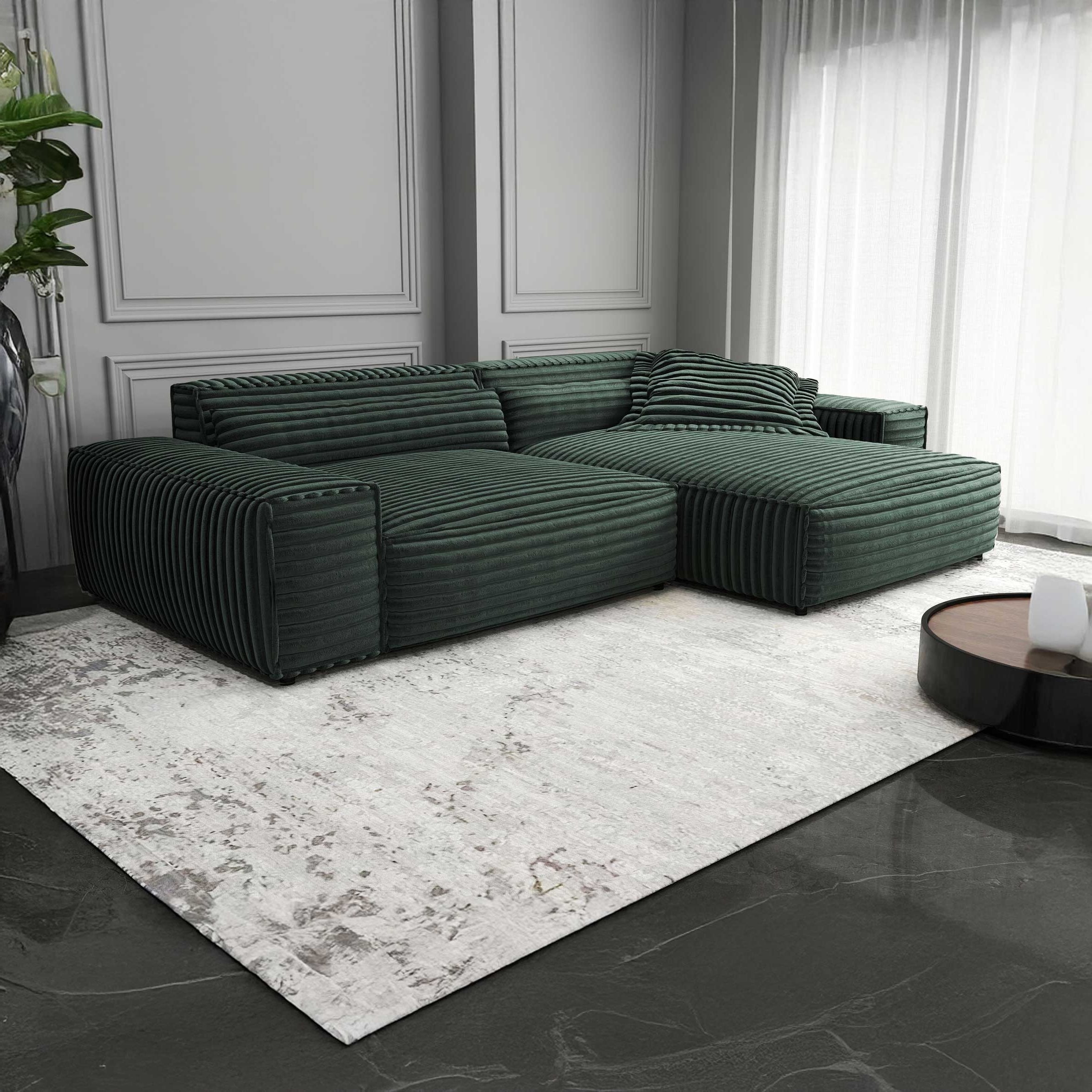 Colțar dumonde cu șezut confortabil din spumă HR, Marvelo Ambience Verde 264x175 cm II