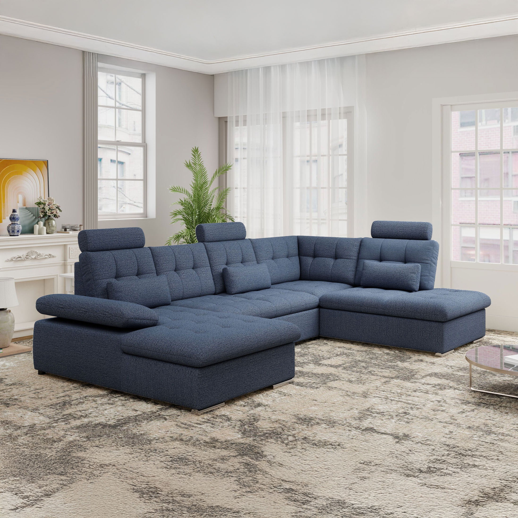 Colțar extensibil dumonde cu ladă de depozitare și șezut confortabil din spumă HR, Merkur U Enjoy Antracit 324x218 cm