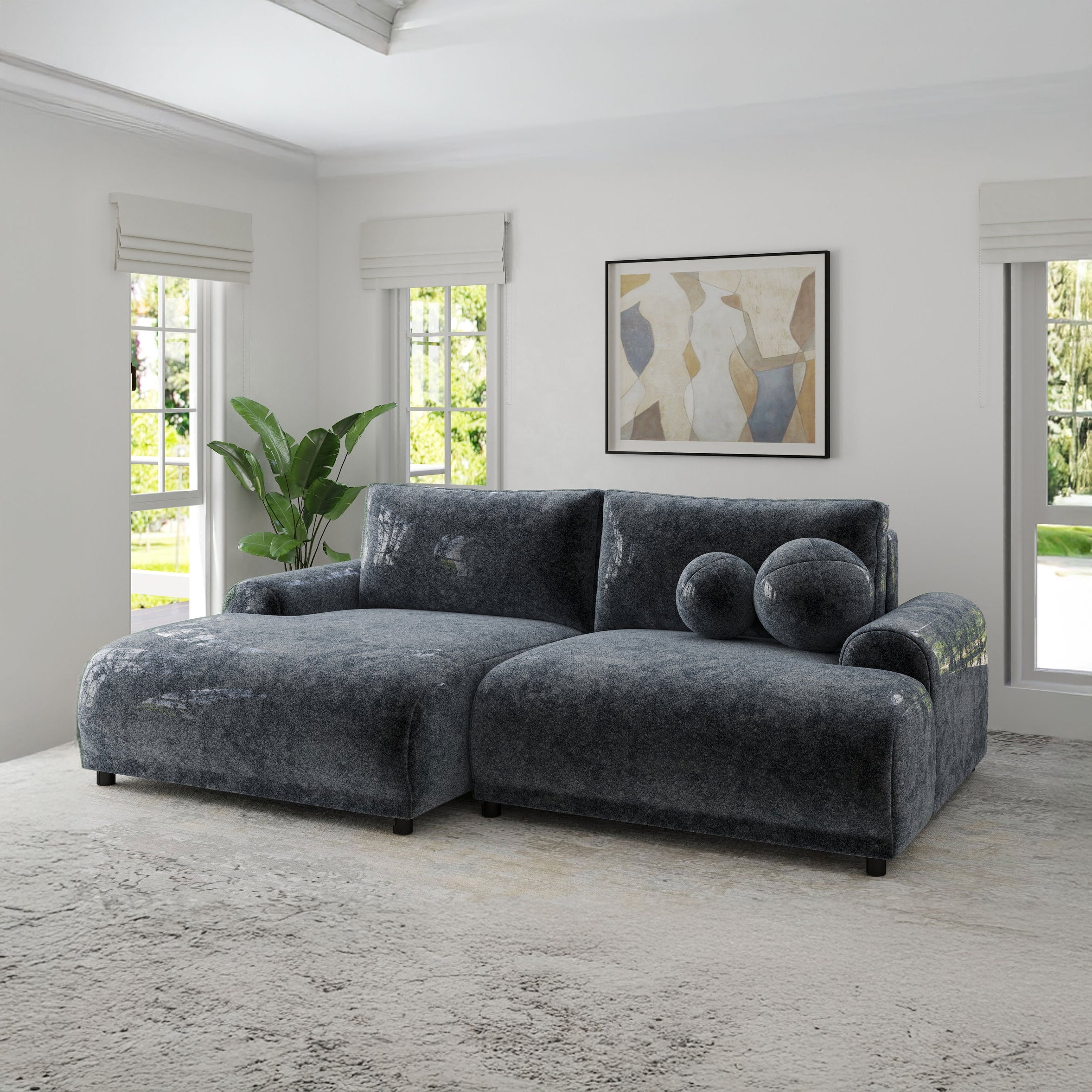 Colțar extensibil dumonde cu ladă de depozitare și șezut confortabil din spumă HR, Carlo Euphoria Gri Grafit 240x145 cm